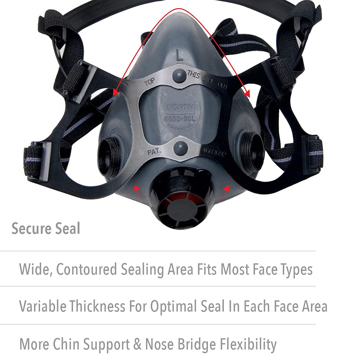 Honeywell North 5500 Series Half Mask Respirator with Dual Cartridge Connectors for N Series Filters - Image 5