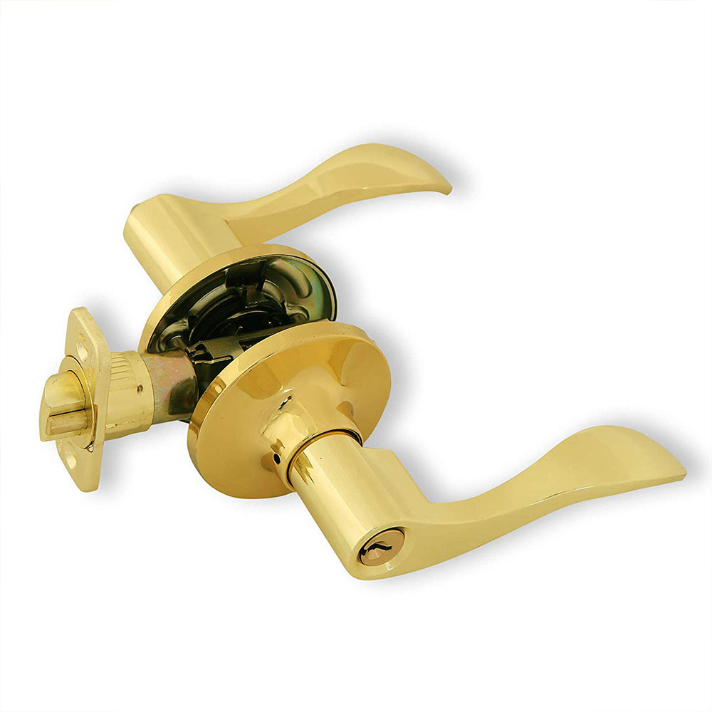 Honeywell Wave Entry Door Lever, Polished Brass, 8106001 - Image 3