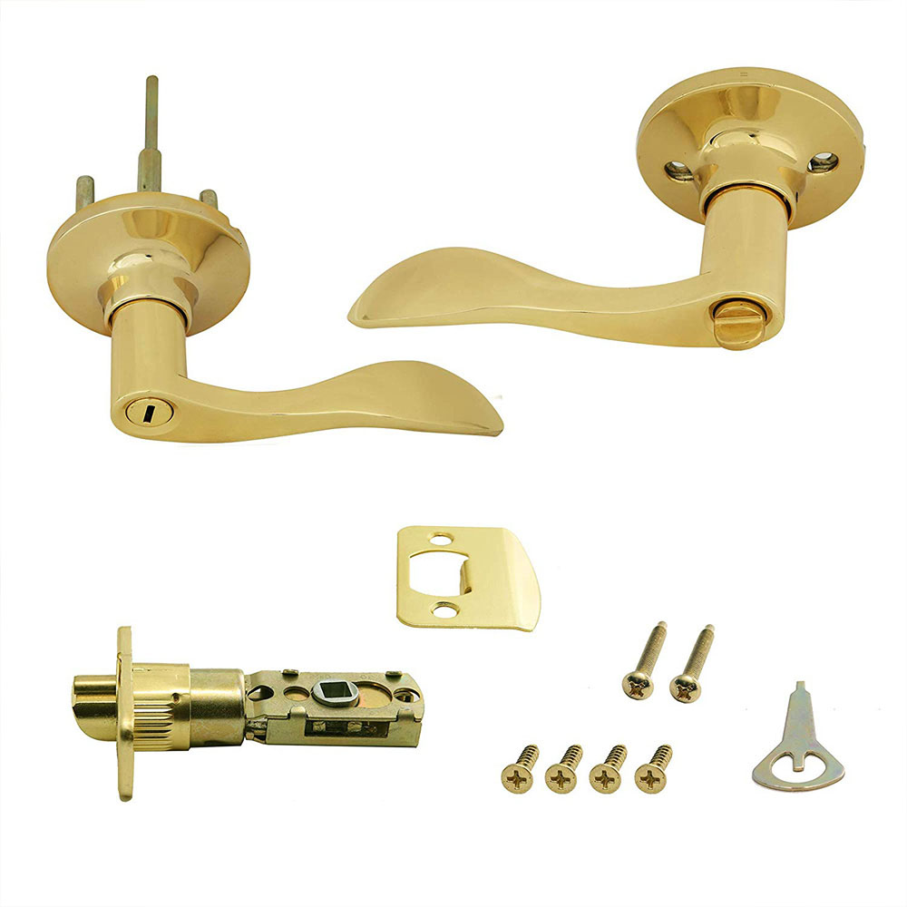 Honeywell Wave Privacy Door Lever, Polished Brass, 8106002 - Image 3