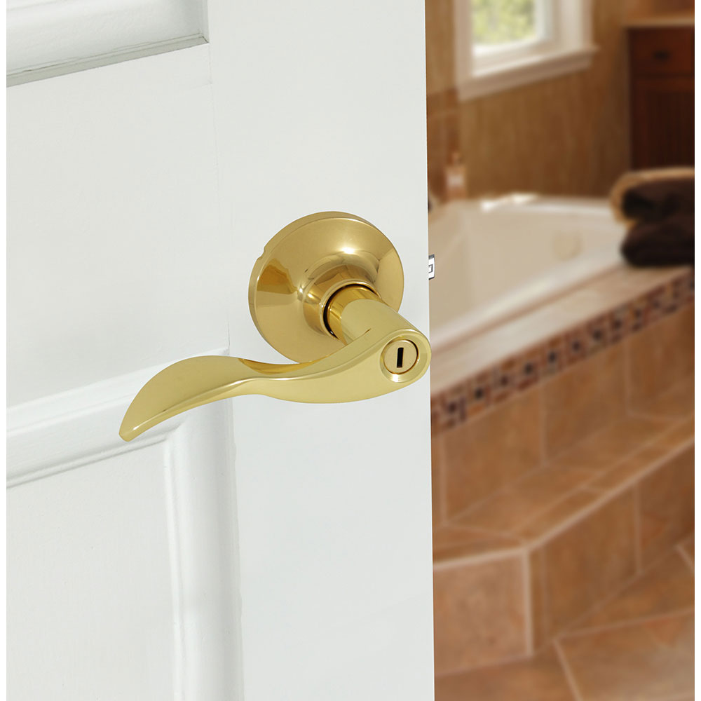 Honeywell Wave Privacy Door Lever, Polished Brass, 8106002 - Image 4