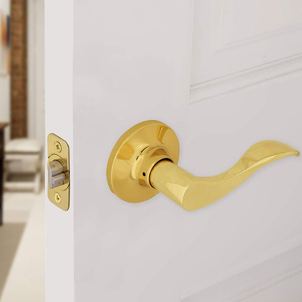 Honeywell Wave Passage Door Lever, Polished Brass, 8106003 - Image 2