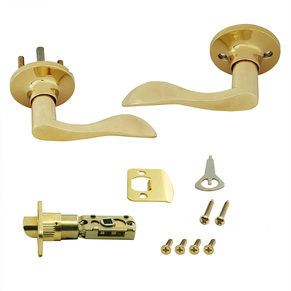 Honeywell Wave Passage Door Lever, Polished Brass, 8106003 - Image 4