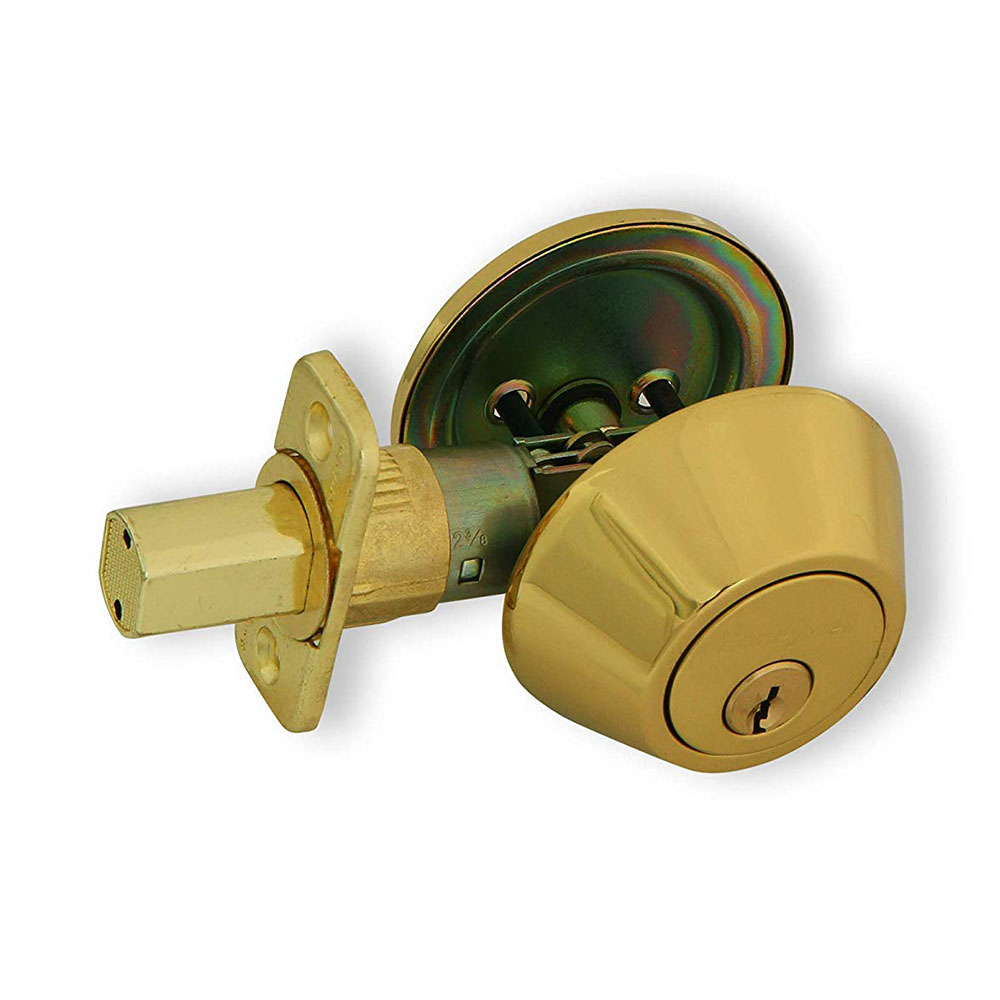 Honeywell Single Cylinder Deadbolt, Polished Brass, 8111009 - Image 3