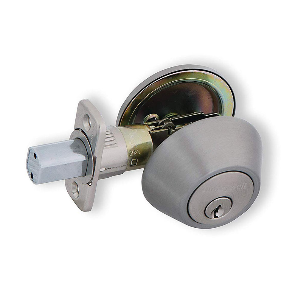 Honeywell Single Cylinder Deadbolt, Satin Nickel, 8111309 - Image 3