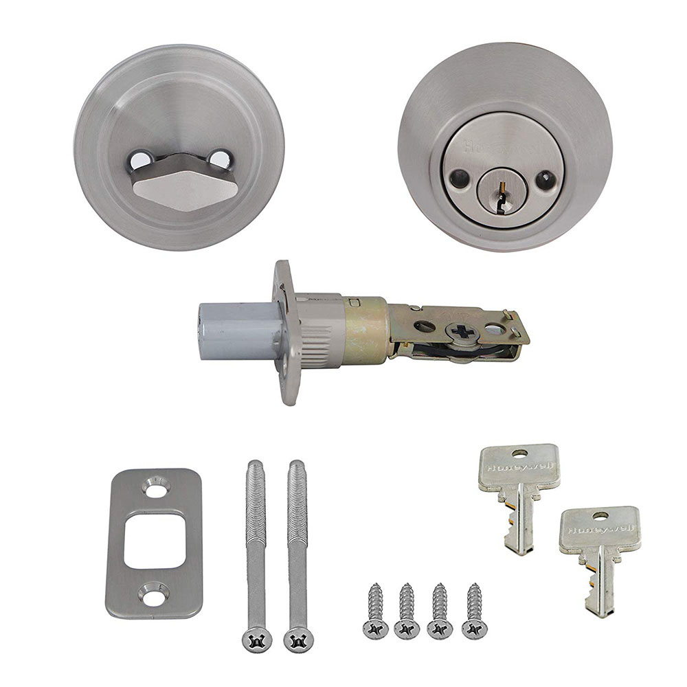 Honeywell Single Cylinder Deadbolt, Satin Nickel, 8111309 - Image 4