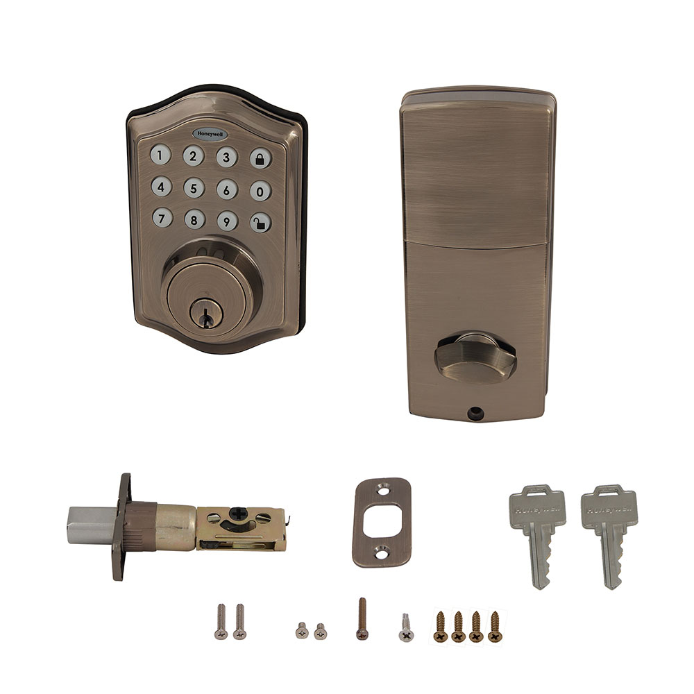 Honeywell Electronic Deadbolt Door Lock with Keypad in Antique Brass, 8712109 - Image 2