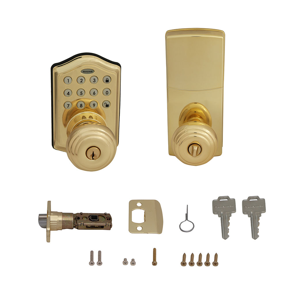 Honeywell Electronic Entry Knob Door Lock with Keypad in Polished Brass, 8732001 - Image 2