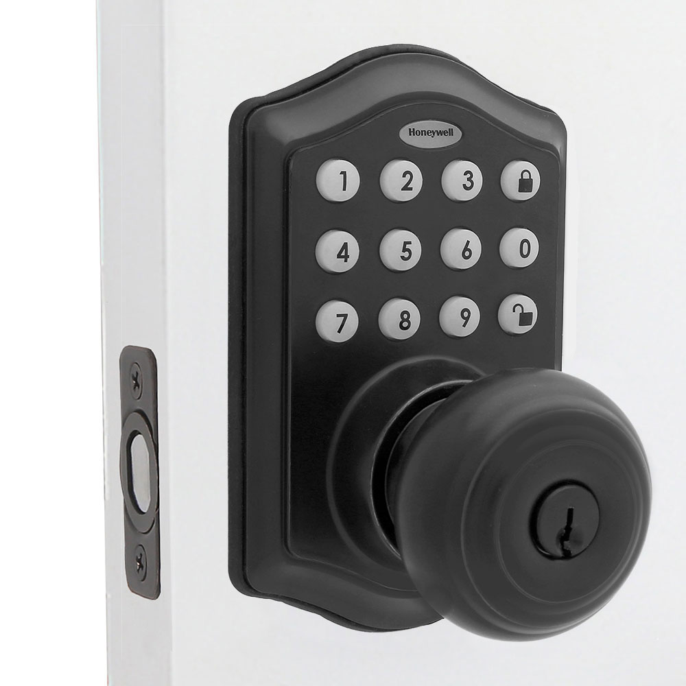 Honeywell Electronic Entry Knob Door Lock, Matte Black, 8732501 - Image 3
