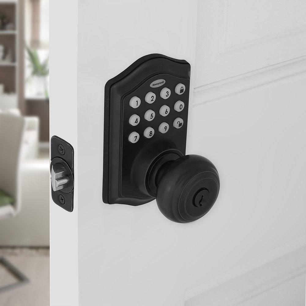 Honeywell Electronic Entry Knob Door Lock, Matte Black, 8732501 - Image 4