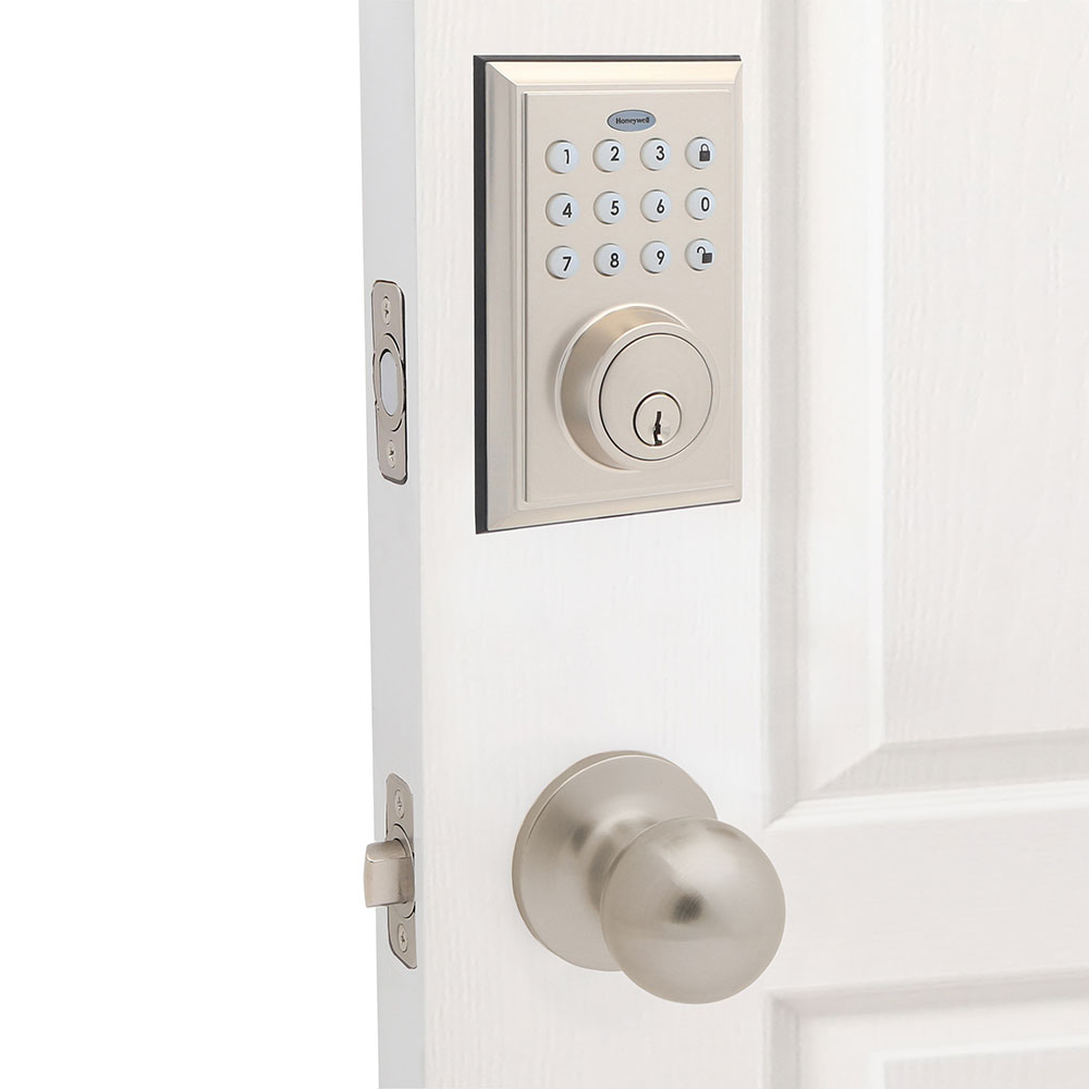 Honeywell Bluetooth Enabled Digital Deadbolt Door Lock With Keypad, Satin Nickel, 8812309S - Image 2
