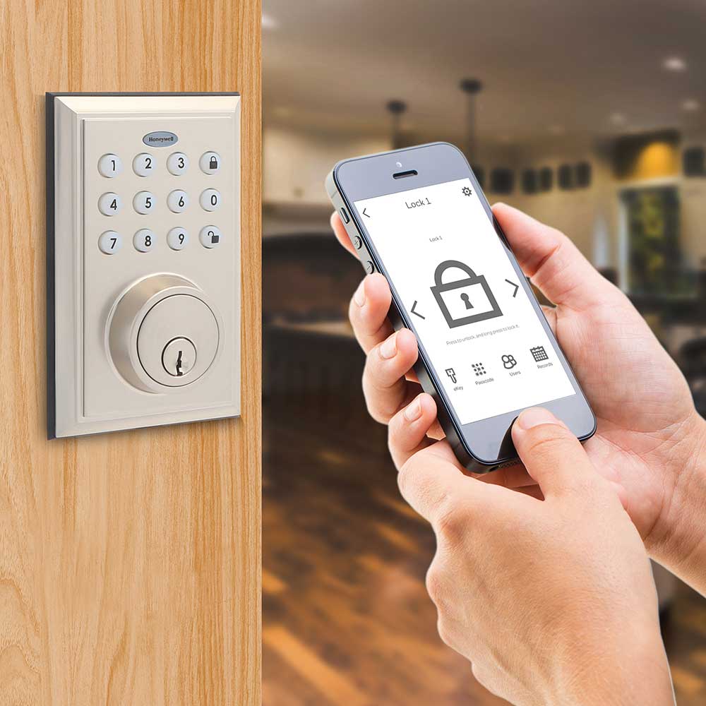 Honeywell Bluetooth Enabled Digital Deadbolt Door Lock With Keypad, Satin Nickel, 8812309S - Image 3