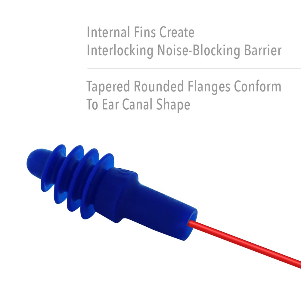 Howard Leight Airsoft Flanged Corded Earplugs with Reusable Case, 500-Pairs - Image 3