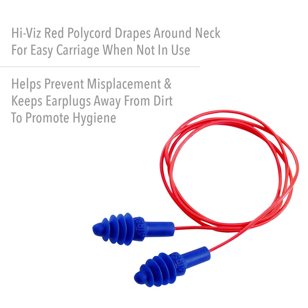 Howard Leight Airsoft Flanged Corded Earplugs with Reusable Case, 500-Pairs - Image 5