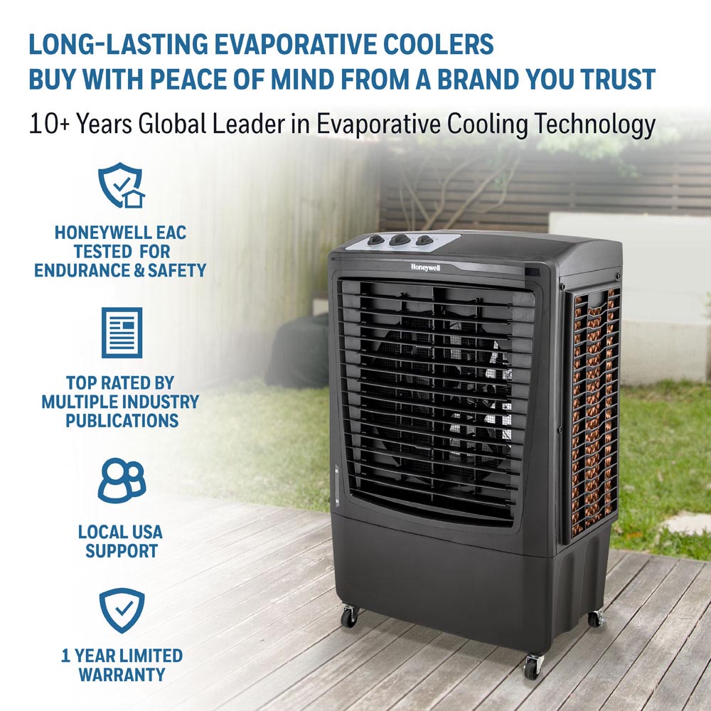 Honeywell CO610PM Outdoor Evaporative Air Cooler and Fan, 2669 CFM for Large Spaces - 14 Gallon Tank, Black - Image 8
