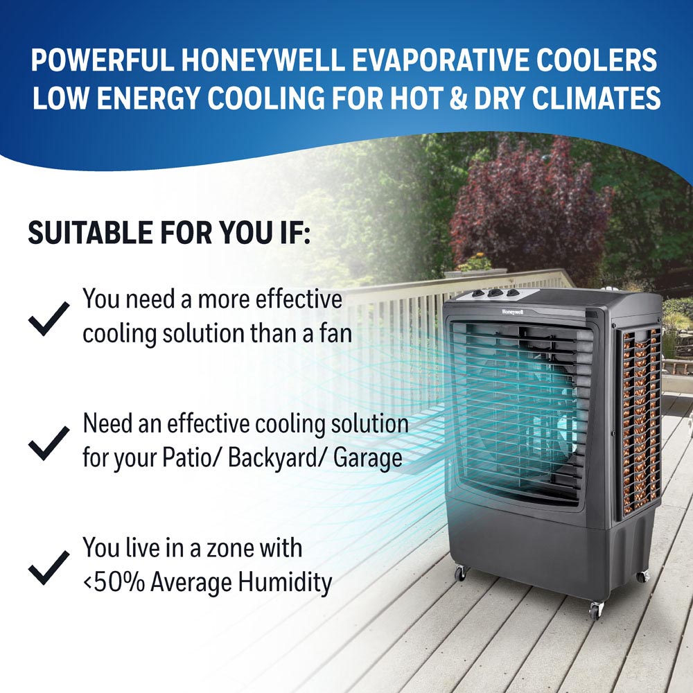 Honeywell CO610PM Outdoor Evaporative Air Cooler and Fan, 2669 CFM for Large Spaces - 14 Gallon Tank, Black - Image 9