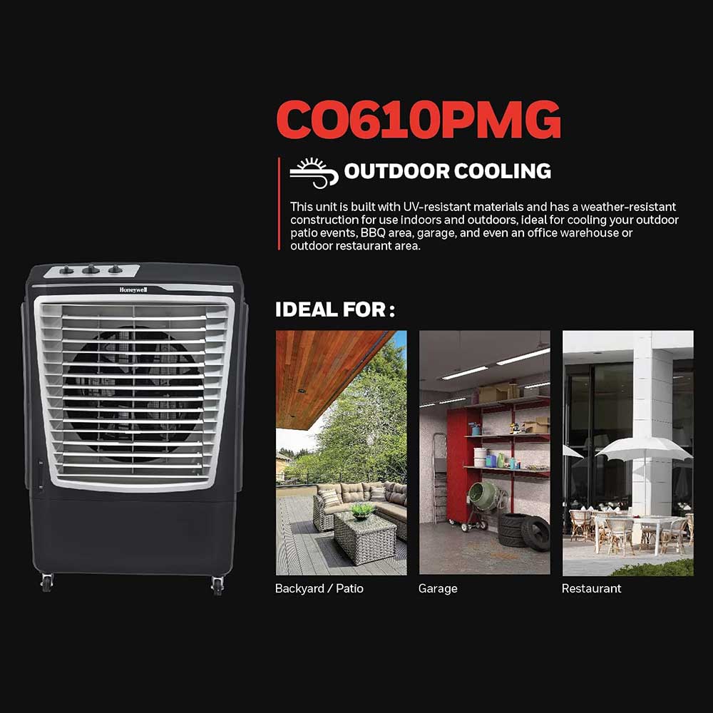 Honeywell CO610PMG Outdoor Weatherproof Evaporative Air Cooler, 2669 CFM for Large Spaces - 14 Gallon Tank, Gray - Image 5