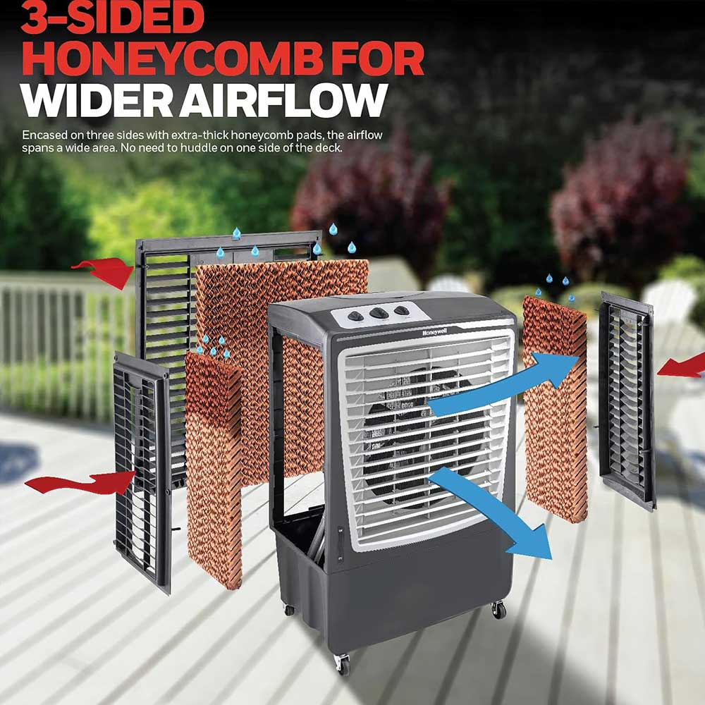 Honeywell CO610PMG Outdoor Weatherproof Evaporative Air Cooler, 2669 CFM for Large Spaces - 14 Gallon Tank, Gray - Image 6