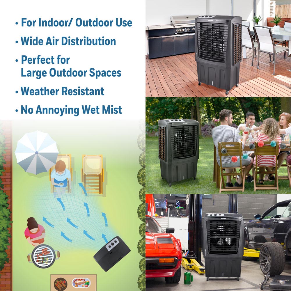 Honeywell CO810PM Outdoor Weatherproof Evaporative Air Cooler and Fan, 2800 CFM for Large Spaces - 19 Gallon Tank, Black - Image 6