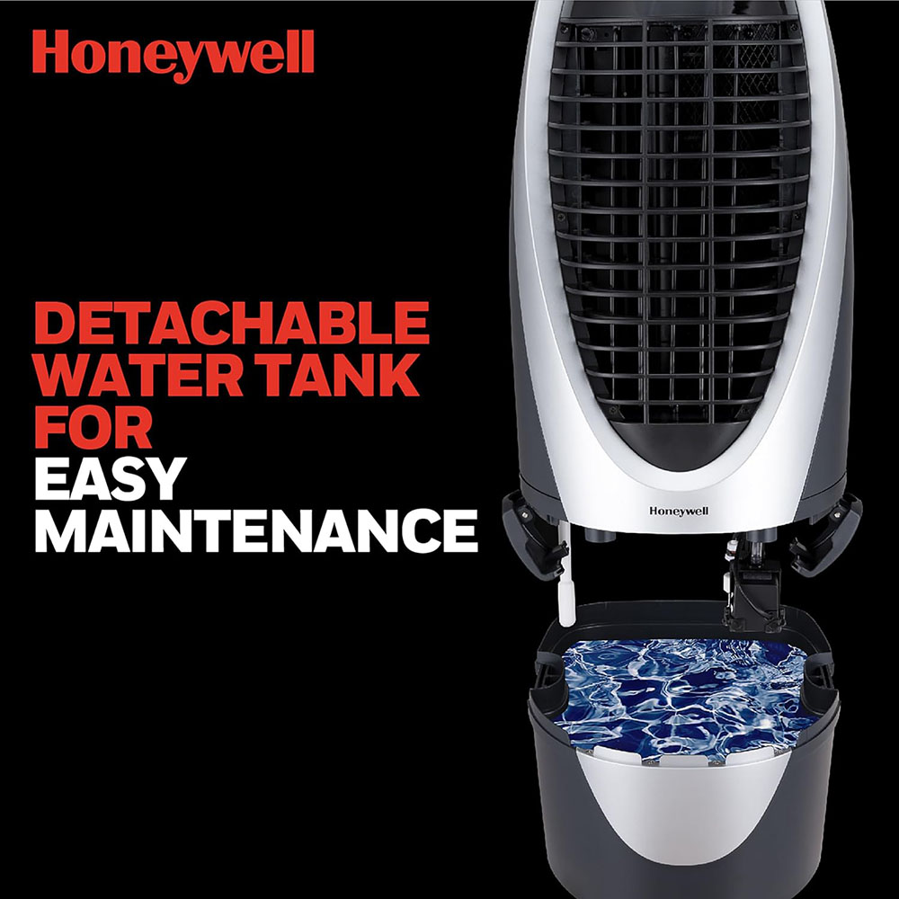 Honeywell CS10XE Evaporative Air Cooler for Indoor Use, 300 CFM - 2.6 Gallon Tank, White-Gray - Image 4