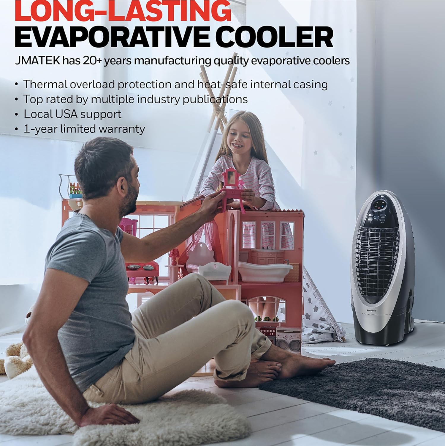 Honeywell CS10XE Evaporative Air Cooler for Indoor Use, 300 CFM - 2.6 Gallon Tank, White-Gray - Image 7