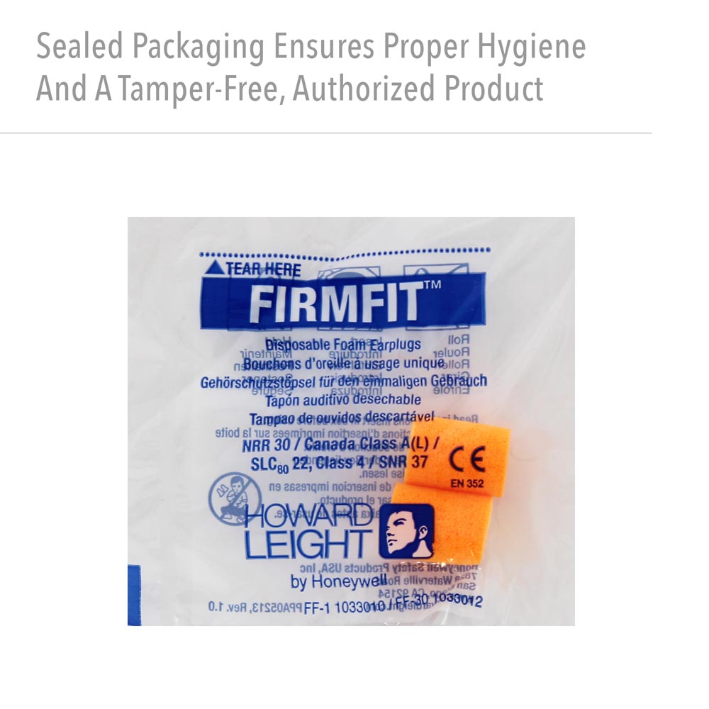 Howard Leight Firm Fit Disposable Foam Earplugs, Polybag, 200-Pairs - Image 7