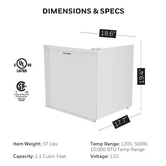 Honeywell Mini Compact Freezer For Countertops, White - H11MFW - Image 4