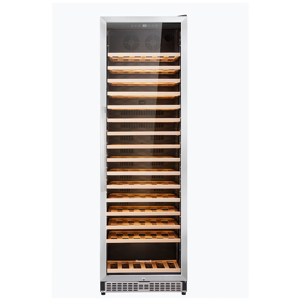 Honeywell 186 Bottle Large Freestanding Compressor Wine Cooler Fridge with Digital Temperature Control, Stainless Steel - H186WCS