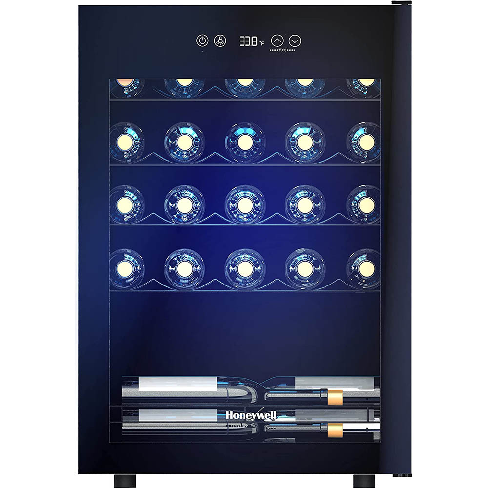 Honeywell 24 Bottle Small Wine Fridge with Digital Thermostat, Black - H24WCB
