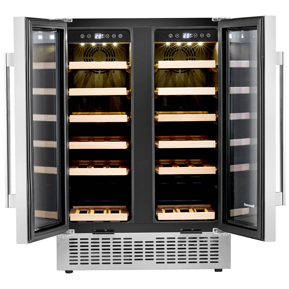 Honeywell 36 Bottle Dual Zone Under Counter Wine Cooler Fridge with Digital Temperature Control, Stainless Steel - H36WCS - Image 2