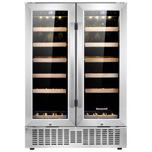 Honeywell 36 Bottle Dual Zone Under Counter Wine Cooler Fridge with Digital Temperature Control, Stainless Steel - H36WCS