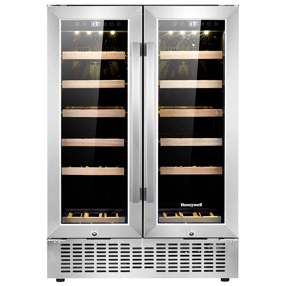 Honeywell 36 Bottle Dual Zone Under Counter Wine Cooler Fridge with Digital Temperature Control, Stainless Steel - H36WCS