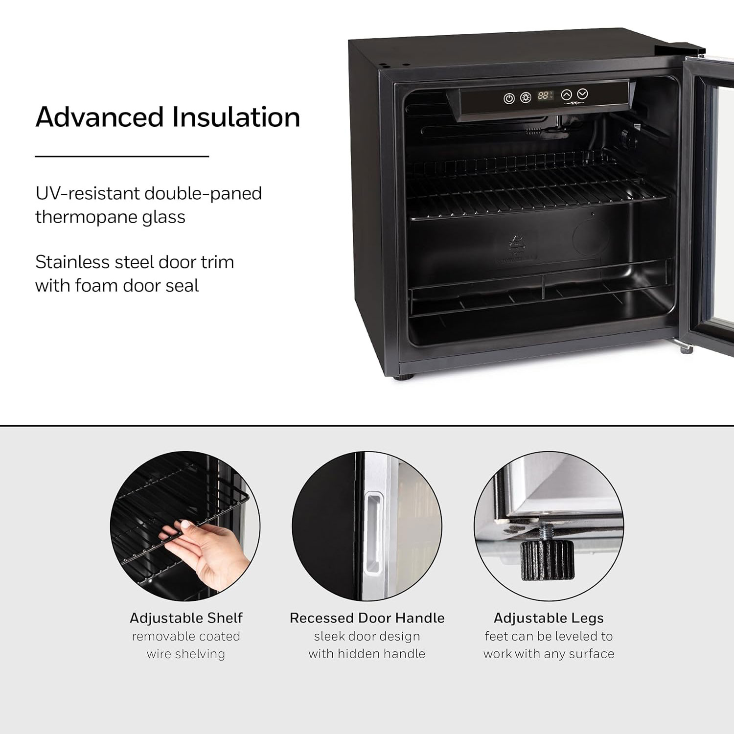 Honeywell 48 Can Cooler and Beverage Refrigerator with Glass Door, Stainless Steel - H48BCS - Image 3