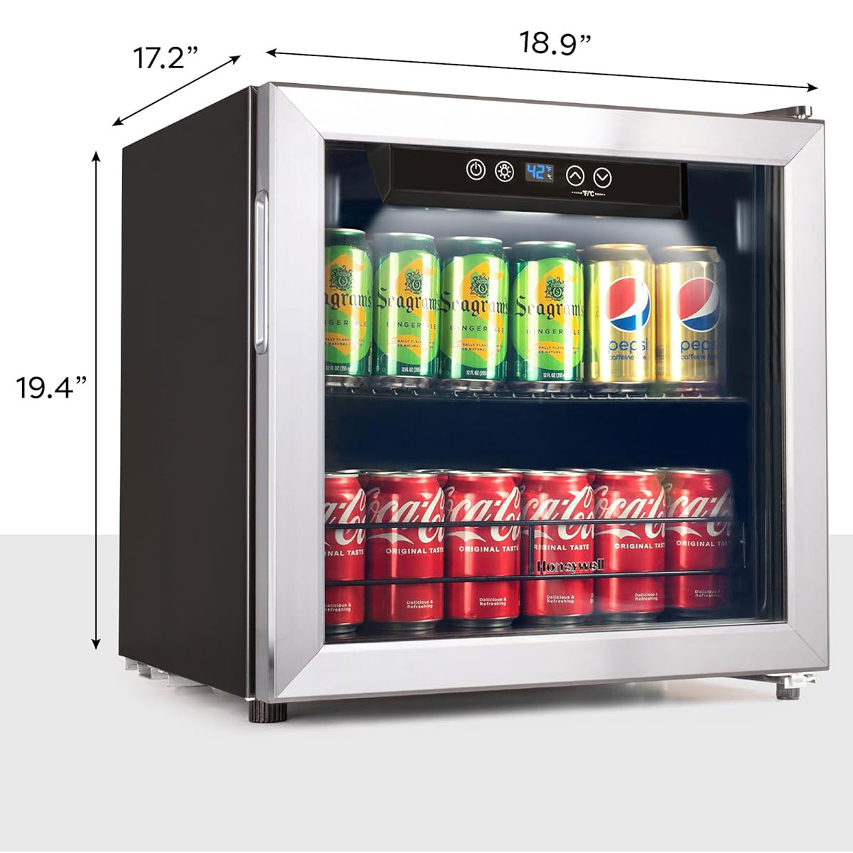 Honeywell 48 Can Cooler and Beverage Refrigerator with Glass Door, Stainless Steel - H48BCS - Image 4
