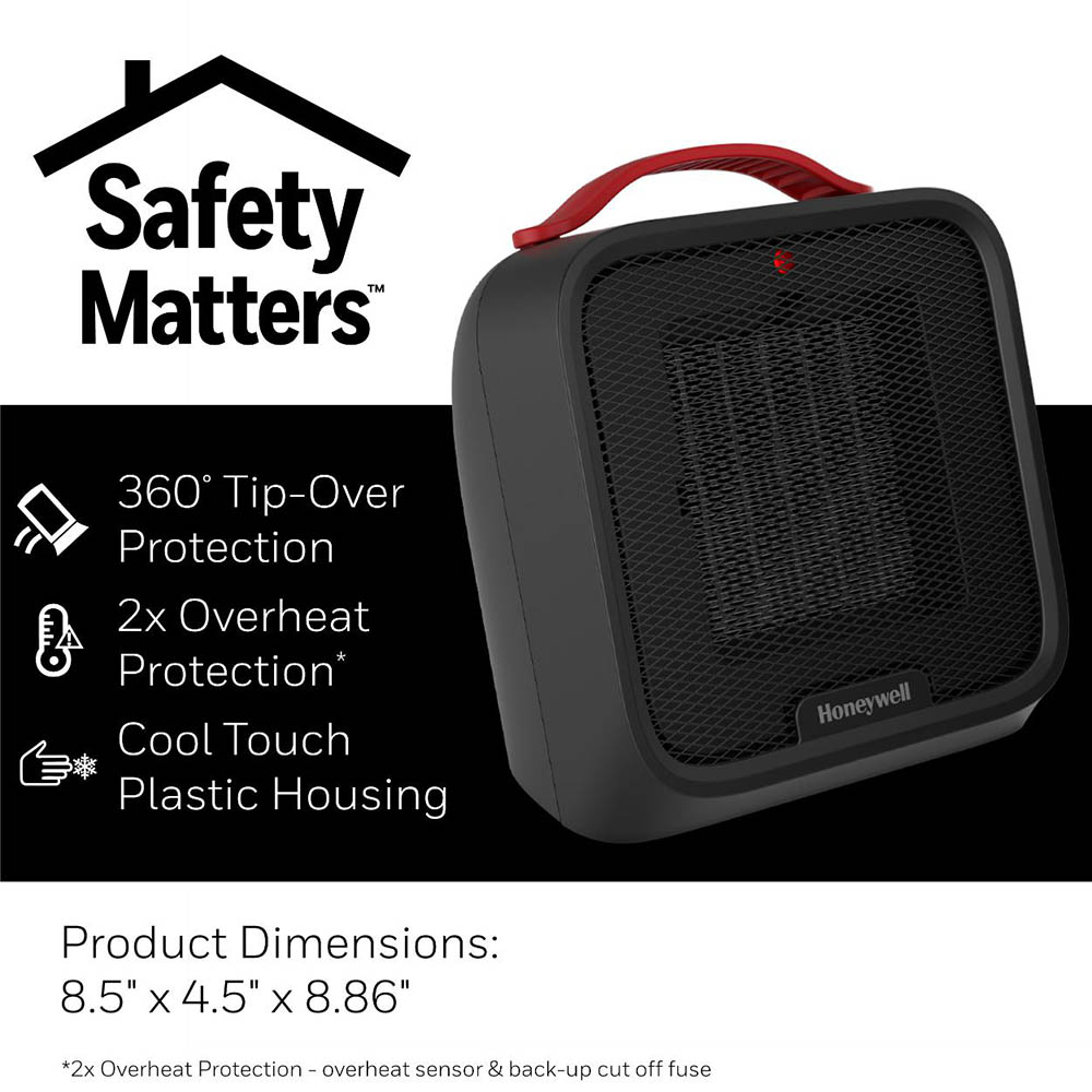 Honeywell UberHeat 5 Portable Ceramic Small Space Heater - Black, HCE210B - Image 4