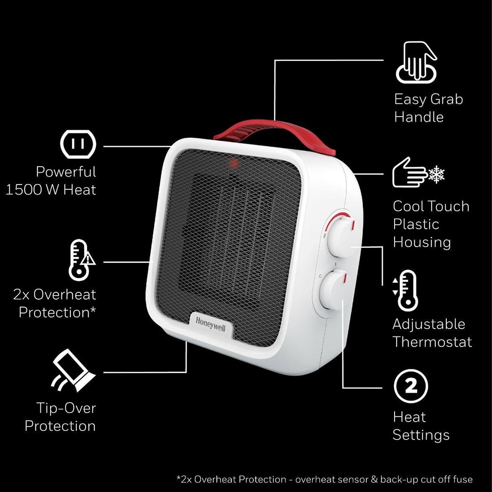 Honeywell UberHeat 5 Ceramic Heater for Small Spaces - White, HCE210W - Image 3
