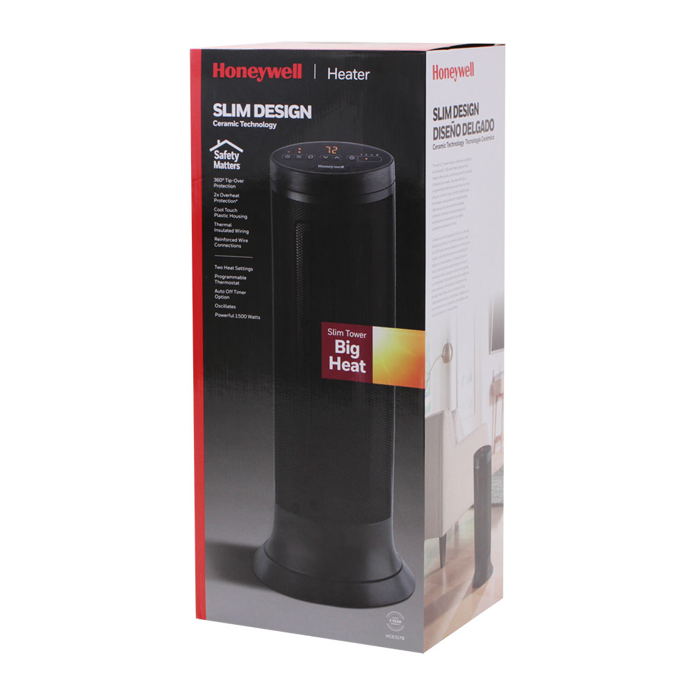 Honeywell Slim Ceramic Tower Whole Room Heater in Black, HCE317B - Image 3