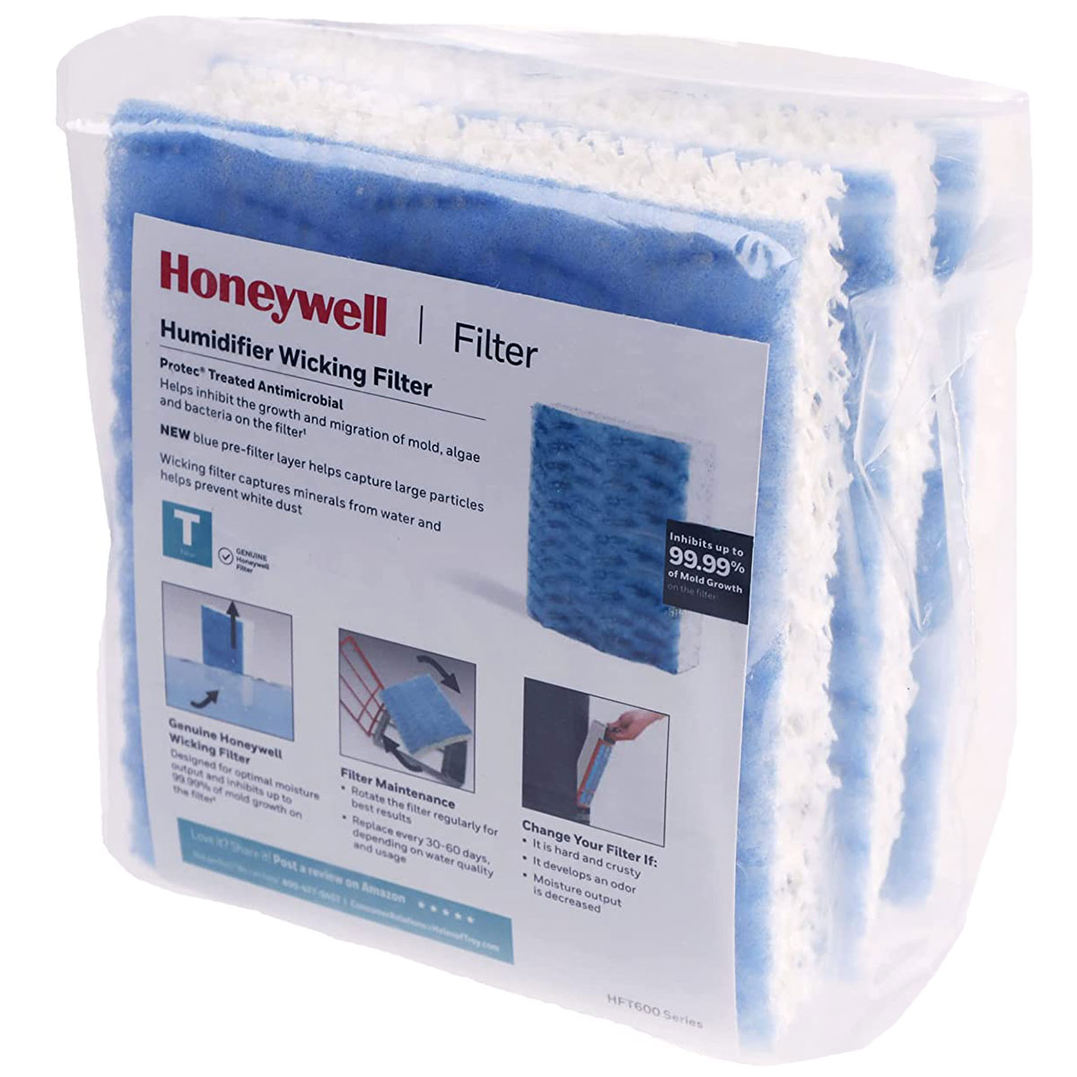 Honeywell HFT600 Replacement Humidifier Filter T for HEV615 and HEV620 Humidifiers - 3 Pack