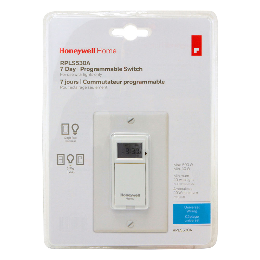 Honeywell Home Programmable Light Switch Timer, 40 Watt Minimum Lights Only - RPLS530A, White - Image 3
