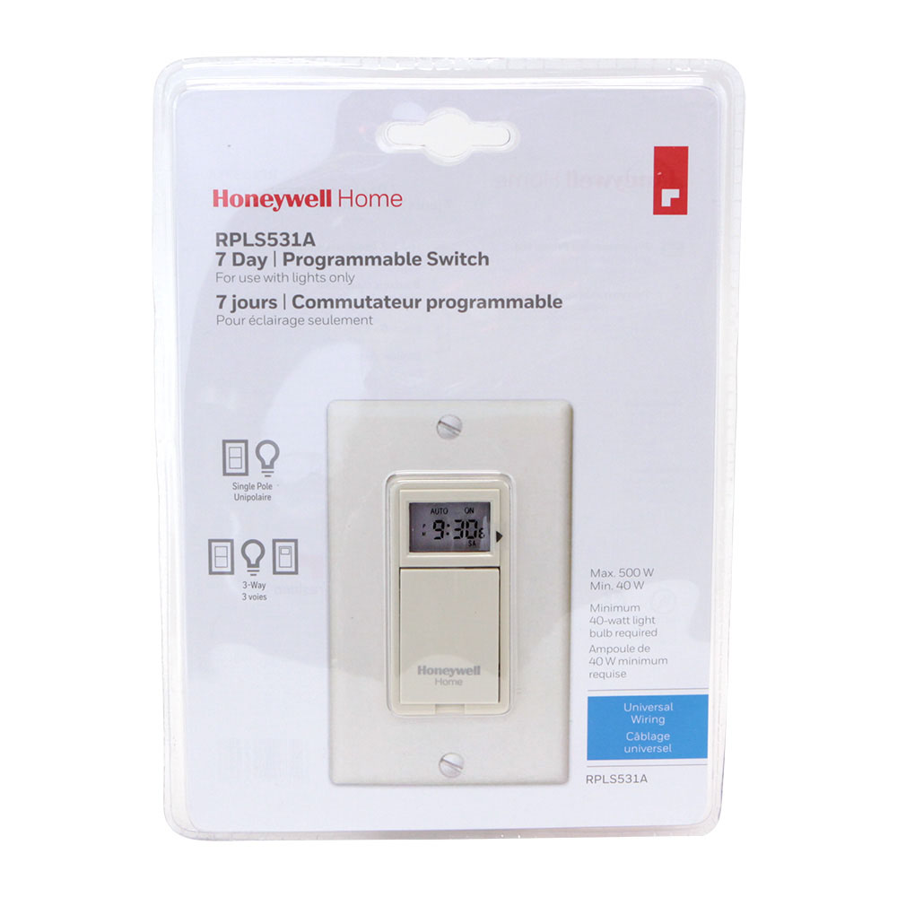 Honeywell Home Programmable Light Switch Timer, 40 Watt Minimum Lights Only - RPLS531A, Almond - Image 3