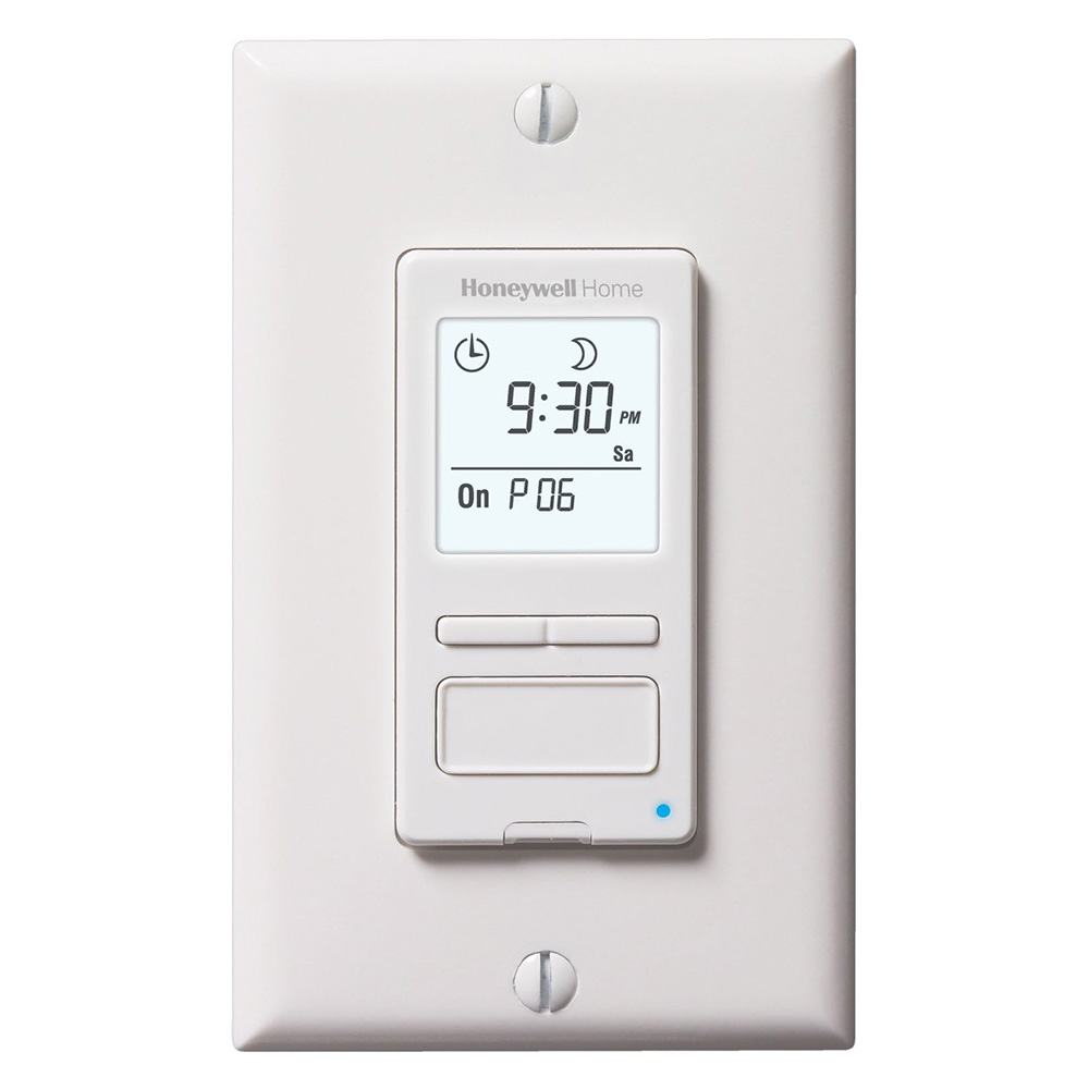 Honeywell Home Solar Programmable Light Switch Timer, 40 Watt Minimum Lights Only - RPLS540A, White