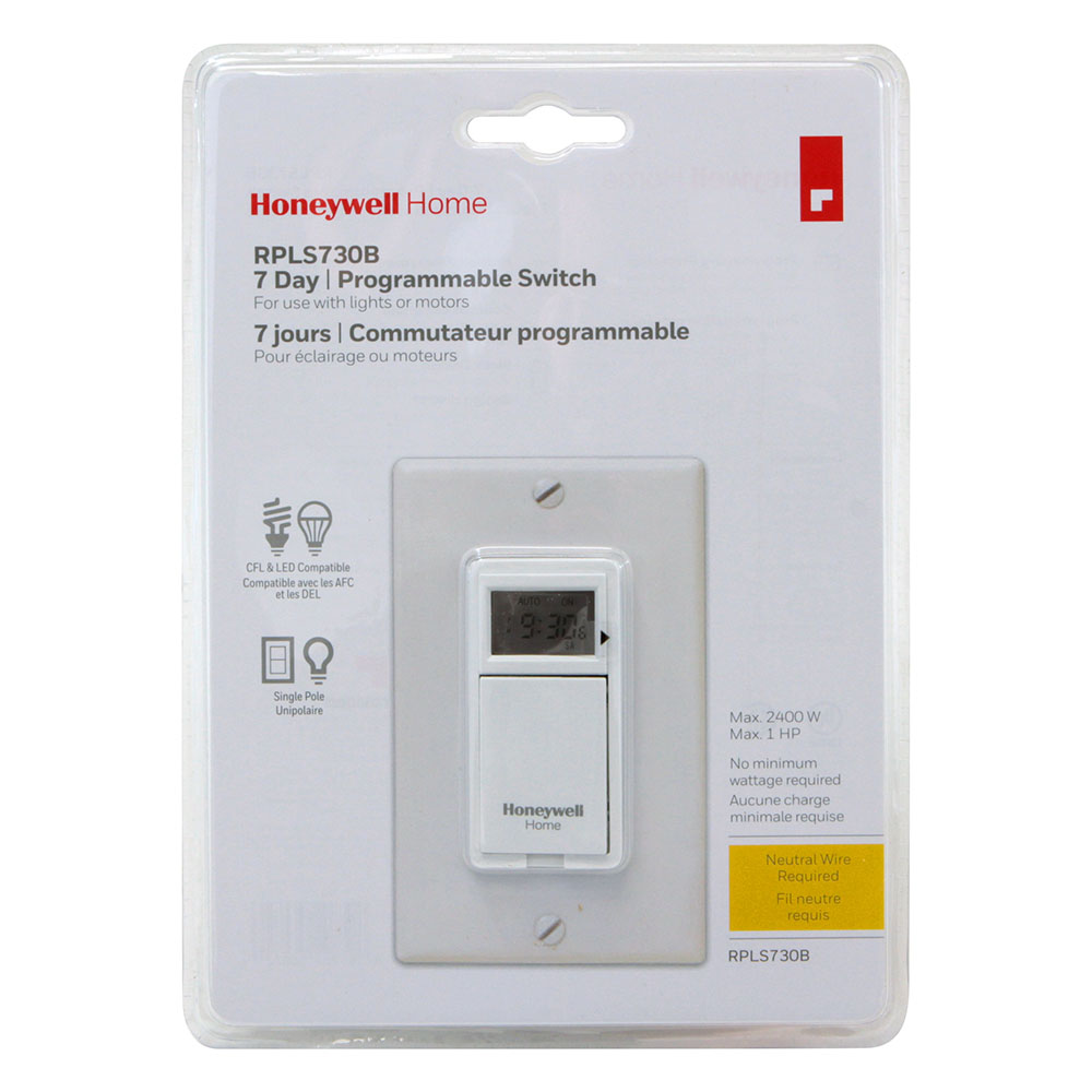 Honeywell Home 7 Day Programmable Light Switch Timer - RPLS730B, White - Image 3