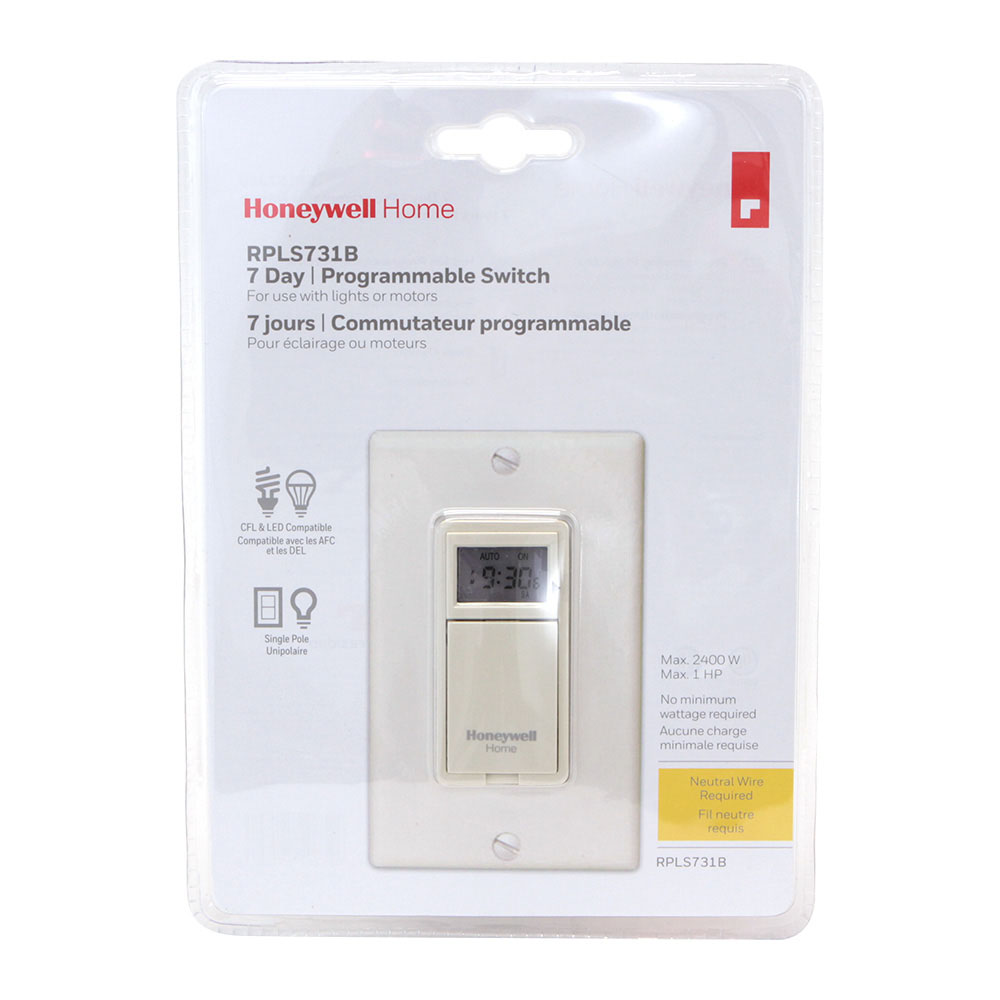 Honeywell Home 7-Day Programmable Light Switch Timer - RPLS731B, Almond - Image 5