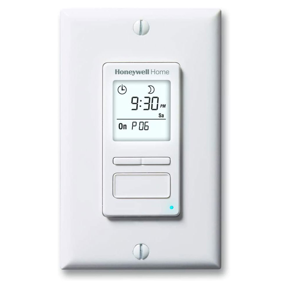 Honeywell Home Solar 7 Day Programmable Light Switch Timer, Sunset to Sunrise - RPLS740B, White
