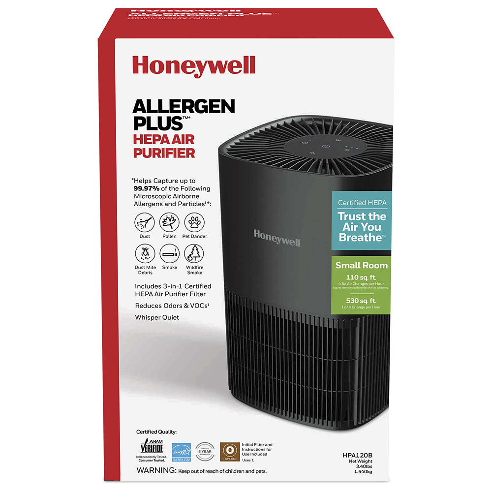 Honeywell Tabletop Allergen Plus HEPA Air Purifier - Black, HPA120B - Image 9