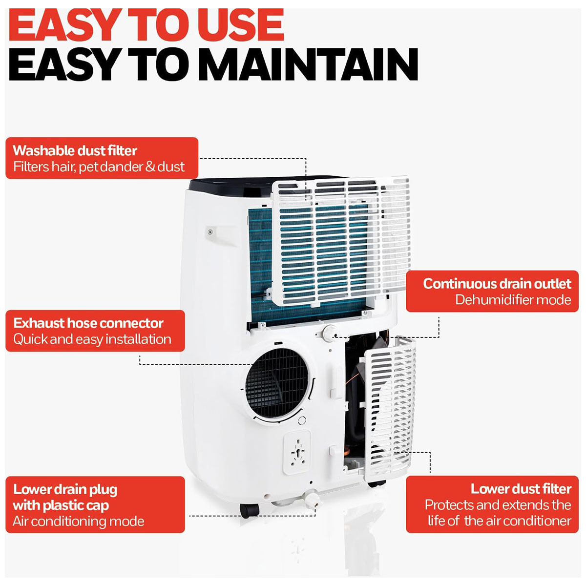 Honeywell 14,000 BTU Smart Portable Air Conditioner, Fan and Dehumidifier with WiFi and Google/Alexa Voice Control, HT4CESVWK0 - Image 5