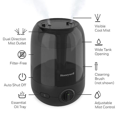 Honeywell Ultra Comfort Cool Mist Humidifier - Black, HUL545B - Image 2