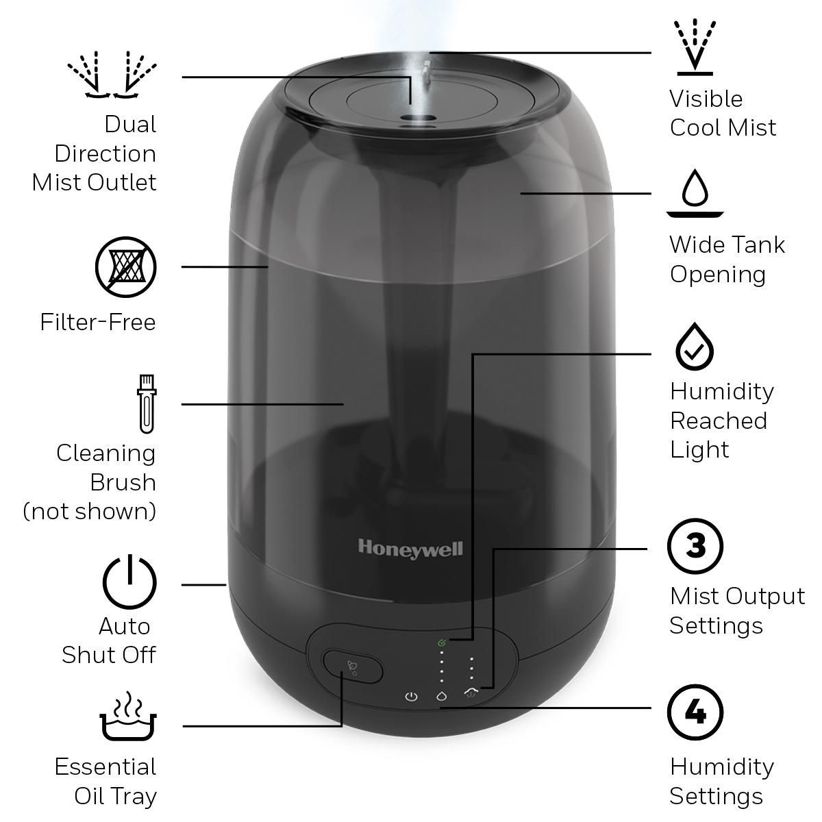 Honeywell Ultra Plus Cool Mist Humidifier - Black, HUL565B - Image 2