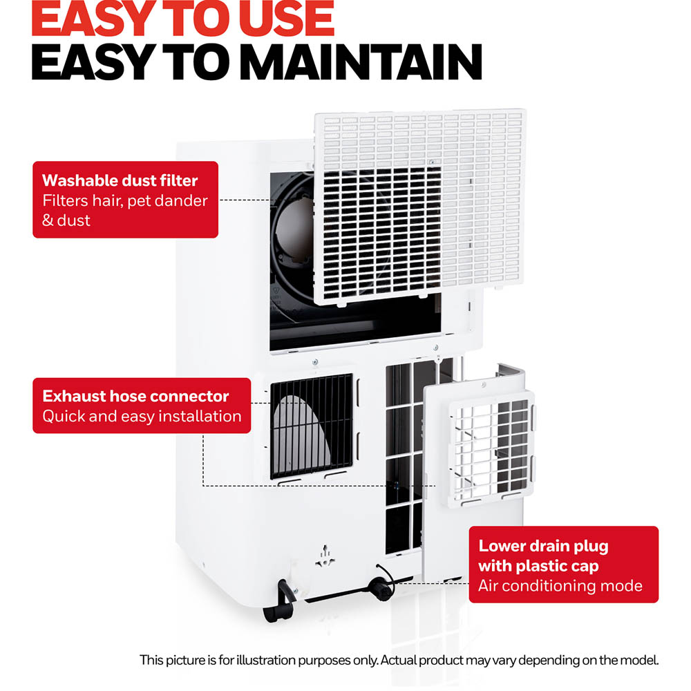 Honeywell 14,500 BTU Dual Hose Portable Air Conditioner with Dehumidifier and Fan, White, HW4CEDAWW0 - Image 3