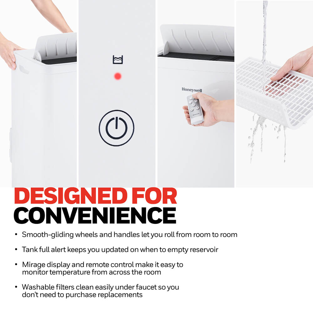 Honeywell 14,500 BTU Dual Hose Portable Air Conditioner with Dehumidifier and Fan, White, HW4CEDAWW0 - Image 4