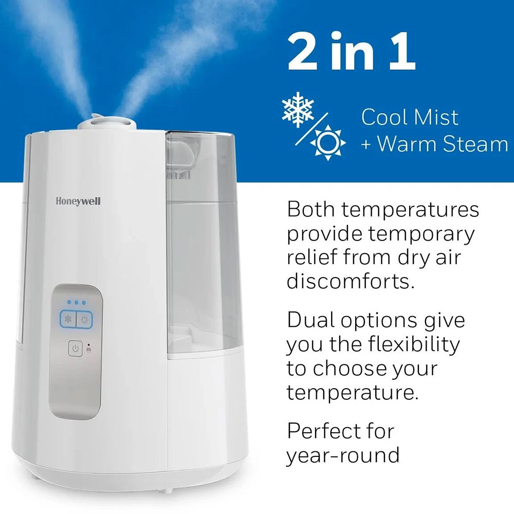 Honeywell Dual Comfort Cool + Warm Mist Humidifier - White, HWC775W - Image 4